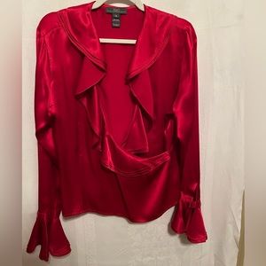 Sak’s Fifth Avenue Folio Collection red silk blouse size 14. EUC